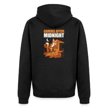 Gaming after midnight: Fox on the controller - Unisex Premium Organic Zip Hoodie - black - Back - Nico (187cm)