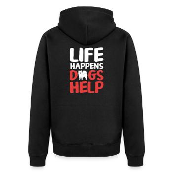 Therapie Therapeut Hund Therapiehund Hundetrainer - Unisex Premium Bio Zip Hoodie - Schwarz - Hinten - Nico (187cm)