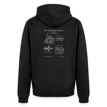 Bauplan für Dampflokomotiven 1804 - Unisex Premium Bio Zip Hoodie - Schwarz - Hinten - Nico (187cm)