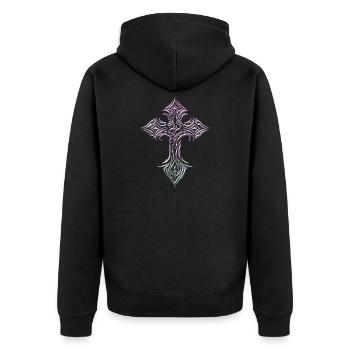 Iridescent Cross Glyph - Unisex Premium Organic Zip Hoodie - black - Back - Nico (187cm)