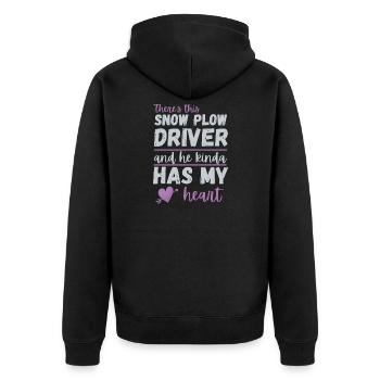 Schneepflugfahrer hat mein Herz – Geschenk romantischer Ehefrau - Unisex Premium Bio Zip Hoodie - Schwarz - Hinten - Nico (187cm)