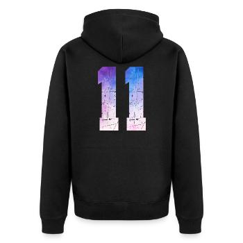 Issue 11 – 11th Anniversary Gift - Unisex Premium Organic Zip Hoodie - black - Back - Nico (187cm)
