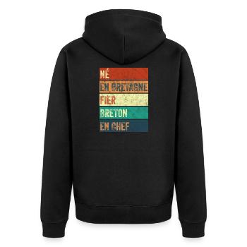 Né en Bretagne Fier Breton - Veste à capuche bio Premium Unisexe - noir - Dos - Nico (187cm)