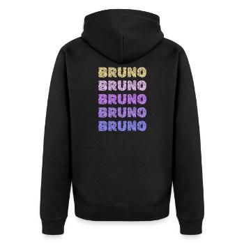 Bruno répétait des lettres pastel - Veste à capuche bio Premium Unisexe - noir - Dos - Nico (187cm)