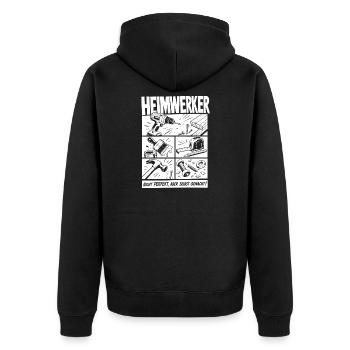 Heimwerker Nicht Perfekt Aber Selbstgemacht - Unisex Premium Bio Zip Hoodie - Schwarz - Hinten - Nico (187cm)