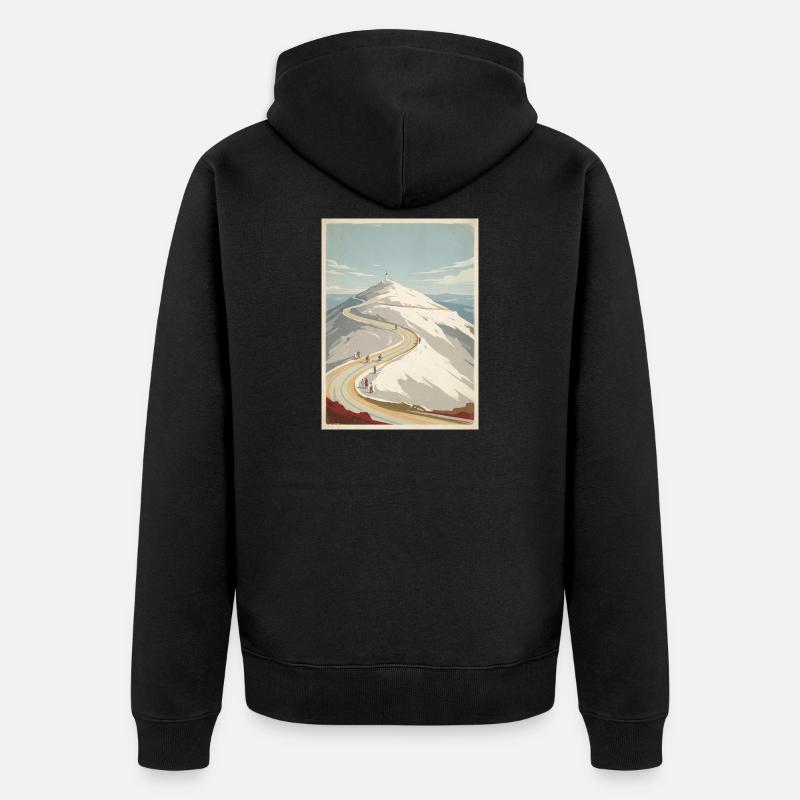 Ventoux Summit Road – Radfahrer-Erinnerung - Unisex Premium Bio Zip Hoodie - Schwarz
