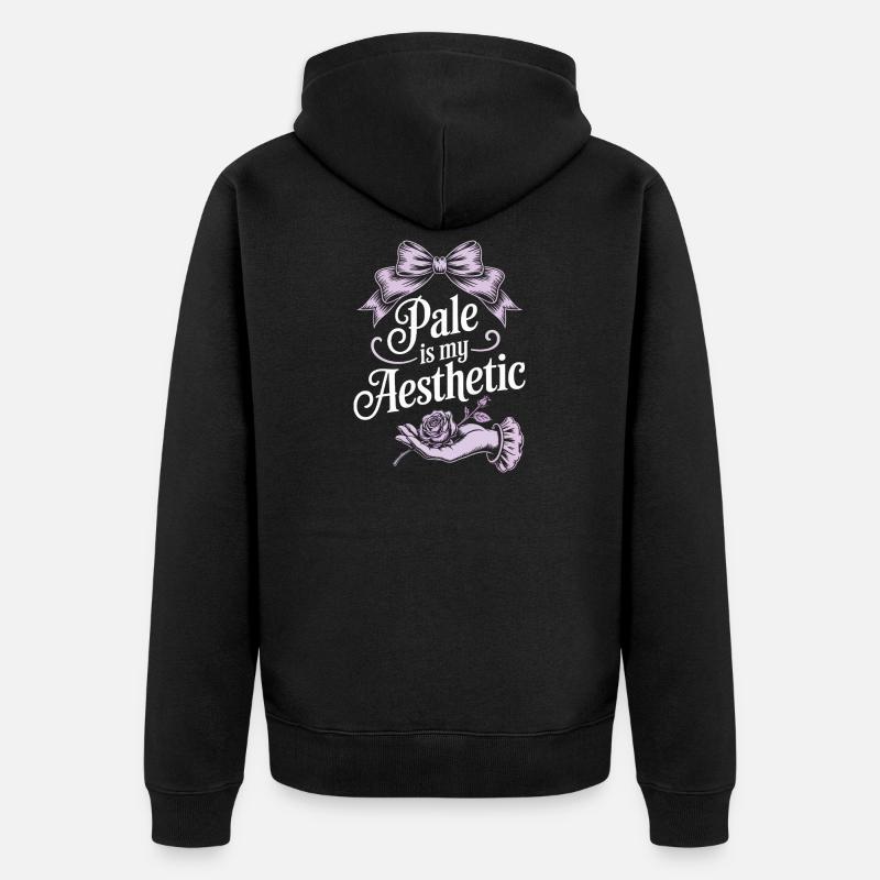 Pale Aesthetic Script with Bow - Unisex Premium Organic Zip Hoodie - black