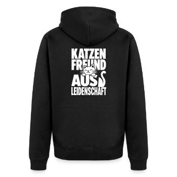 Katzenfreund Aus Leidenschaft - Unisex Premium Bio Zip Hoodie - Schwarz - Hinten - Nico (187cm)