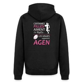 Certaines Filles Aiment Le Rugby Les Vraies Sup... - Veste à capuche bio Premium Unisexe - noir - Dos - Nico (187cm)