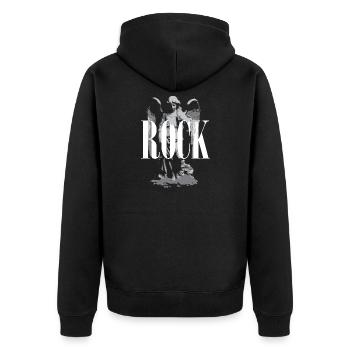 Rock logo with Angel wings - Unisex Premium Organic Zip Hoodie - black - Back - Nico (187cm)