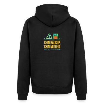 Kein Backup Kein Mitleid IT-Berater Admin - Unisex Premium Bio Zip Hoodie - Schwarz - Hinten - Nico (187cm)