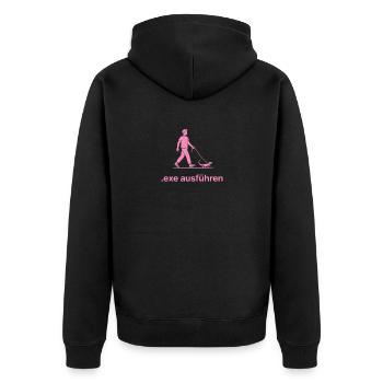 .exe ausführen ADMIN Pink - Unisex Premium Bio Zip Hoodie - Schwarz - Hinten - Nico (187cm)