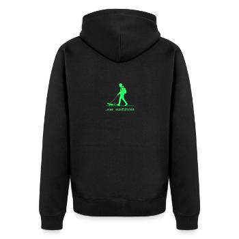 .EXE ausführen – Lustiges Informatiker Shirt grün - Unisex Premium Bio Zip Hoodie - Schwarz - Hinten - Nico (187cm)