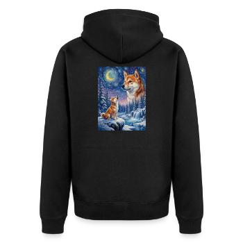 Hurler à la Lune Chien Mème Shiba Inu - Veste à capuche bio Premium Unisexe - noir - Dos - Nico (187cm)