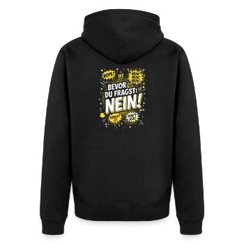 Bevor du Fragst Nein Sprüche Comic - Unisex Premium Bio Zip Hoodie - Schwarz - Hinten - Nico (187cm)