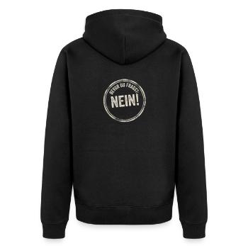 Bevor du Fragst Nein! - Unisex Premium Bio Zip Hoodie - Schwarz - Hinten - Nico (187cm)