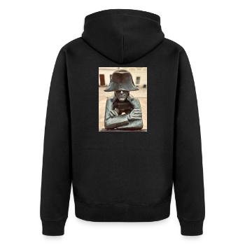 Detektiv mit bronzefarbenem Hut - Unisex Premium Bio Zip Hoodie - Schwarz - Hinten - Nico (187cm)