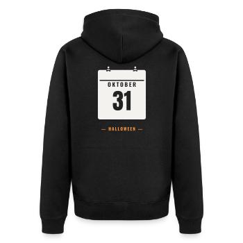 31 Oktober Kalender Halloween Datum Spooky Grusel - Unisex Premium Bio Zip Hoodie - Schwarz - Hinten - Nico (187cm)