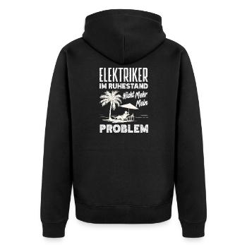 Elektriker Im Ruhestand - Unisex Premium Bio Zip Hoodie - Schwarz - Hinten - Nico (187cm)