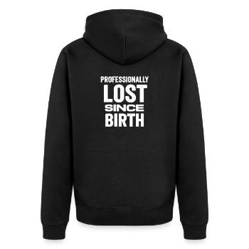 Professionell Verloren Lustiger Spruch Geschenk - Unisex Premium Bio Zip Hoodie - Schwarz - Hinten - Nico (187cm)