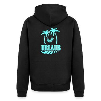 URLAUB Palmen Hängematte Design - Unisex Premium Bio Zip Hoodie - Schwarz - Hinten - Nico (187cm)