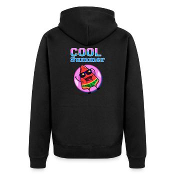 Cool Summer Watermelon – Cute Kawaii Summer Vibes - Unisex Premium Organic Zip Hoodie - black - Back - Nico (187cm)