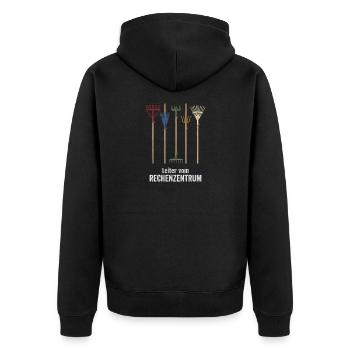 Leiter vom Rechenzentrum witzige Büro Sprüche - Unisex Premium Bio Zip Hoodie - Schwarz - Hinten - Nico (187cm)