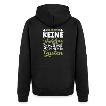 Keine Therapie Mein Garten - Unisex Premium Bio Zip Hoodie - Schwarz - Hinten - Nico (187cm)