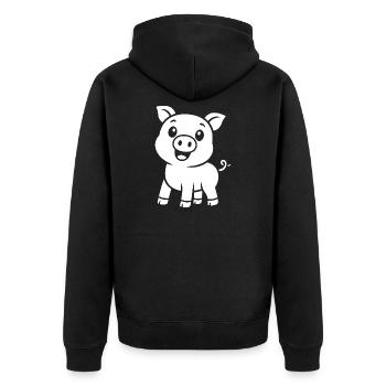 Motif mignon de silhouette de cochon animal - Veste à capuche bio Premium Unisexe - noir - Dos - Nico (187cm)