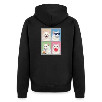 Katzen Türkisch Angora Katze - Unisex Premium Bio Zip Hoodie - Schwarz - Hinten - Nico (187cm)