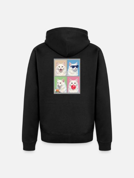 Katzen Türkisch Angora Katze - Unisex Premium Bio Zip Hoodie - Schwarz