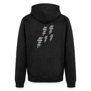 tri color flash blitz electro power - Unisex Premium Organic Zip Hoodie - black - Back - Nico (187cm)