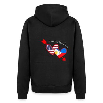 Filipina Wife Design für stolze Pinoys - Unisex Premium Bio Zip Hoodie - Schwarz - Hinten - Nico (187cm)