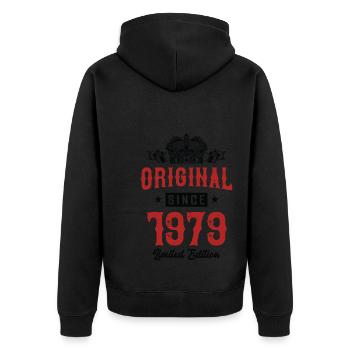 1979 limited edition - Unisex Premium Bio Zip Hoodie - Schwarz - Hinten - Nico (187cm)
