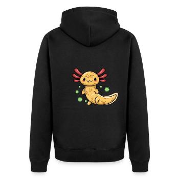 Copper Axolotl Design for Axolotl Lovers - Unisex Premium Organic Zip Hoodie - black - Back - Nico (187cm)