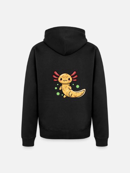 Axolotl-Design aus Kupfer für Axolotl-Liebhaber - Premium økologisk unisex-hættejakke - sort