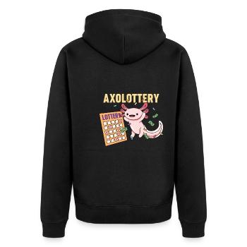 Axolottery Pun Design for Axolotl Lovers - Unisex Premium Organic Zip Hoodie - black - Back - Nico (187cm)