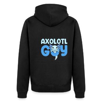 Axolotl Guy Design für Axolotl-Liebhaber - Unisex Premium Bio Zip Hoodie - Schwarz - Hinten - Nico (187cm)