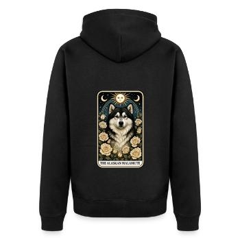 Alaskan Malamute - Unisex Premium Bio Zip Hoodie - Schwarz - Hinten - Nico (187cm)