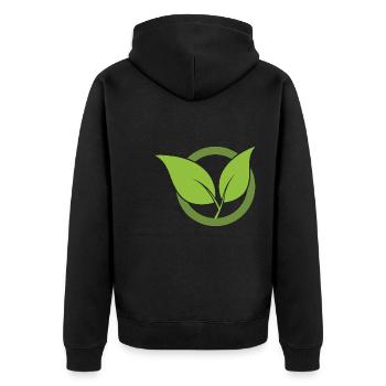 Green Leaves Icon Design for Proud Vegans - Unisex Premium Organic Zip Hoodie - black - Back - Nico (187cm)
