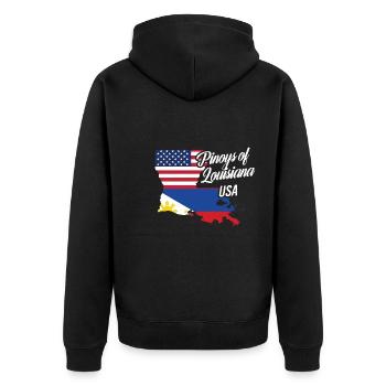 Filipinos von Louisiana Design für stolze Fil-Ams - Unisex Premium Bio Zip Hoodie - Schwarz - Hinten - Nico (187cm)