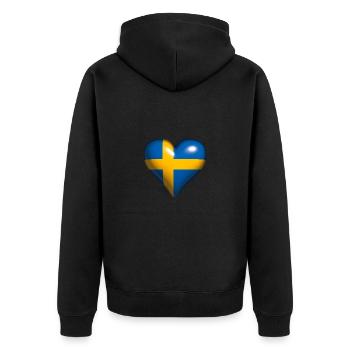 Sweden Shiny Heart Blue Yellow Cross - Unisex Premium Organic Zip Hoodie - black - Back - Nico (187cm)