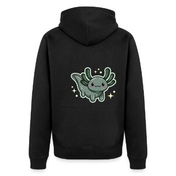 Wildtyp Axolotl Design für Axolotl-Liebhaber - Unisex Premium Bio Zip Hoodie - Schwarz - Hinten - Nico (187cm)