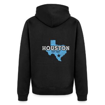 Houston est 1837 design for proud Houston residents - Unisex Premium Organic Zip Hoodie - black - Back - Nico (187cm)