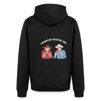 Foodies in Texas Design für stolze Texaner - Unisex Premium Bio Zip Hoodie - Schwarz - Hinten - Nico (187cm)