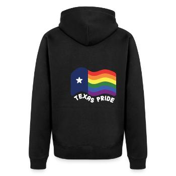 Regenbogen-Texas-Flagge Design für stolze LGBT+ - Unisex Premium Bio Zip Hoodie - Schwarz - Hinten - Nico (187cm)