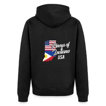 Filipinos von Indiana Design für stolze Fil-Ams - Unisex Premium Bio Zip Hoodie - Schwarz - Hinten - Nico (187cm)