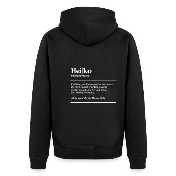 Heiko Name Definition Design für stolze Heikos - Unisex Premium Bio Zip Hoodie - Schwarz - Hinten - Nico (187cm)