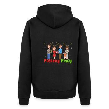 Paskong Pinoy Weihnachtsdesign für Filipinos - Unisex Premium Bio Zip Hoodie - Schwarz - Hinten - Nico (187cm)