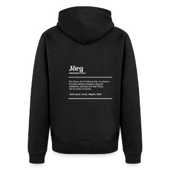 Jörg Name Definition Design für stolze Jörgs - Unisex Premium Bio Zip Hoodie - Schwarz - Hinten - Nico (187cm)